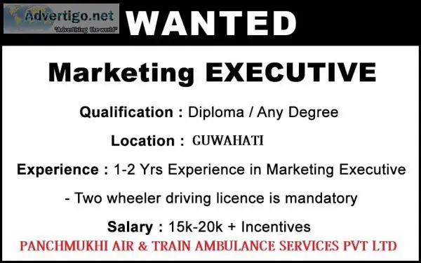 We are Looking Marketing Executive for Guwahati Location