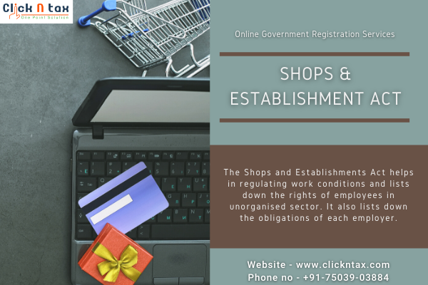 Shop and Establishments Services registration Online  ClickNtax