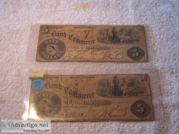 Two Notes - Bank of Commerce &ndash Erie Pa. &ndash 1860