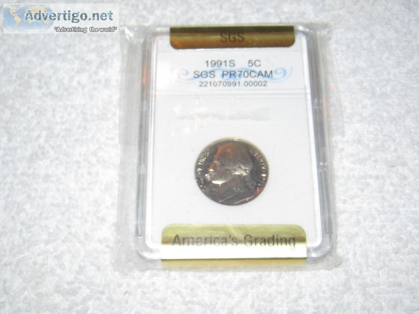 1991S SGS Jefferson Nickel - Slabbed PR70