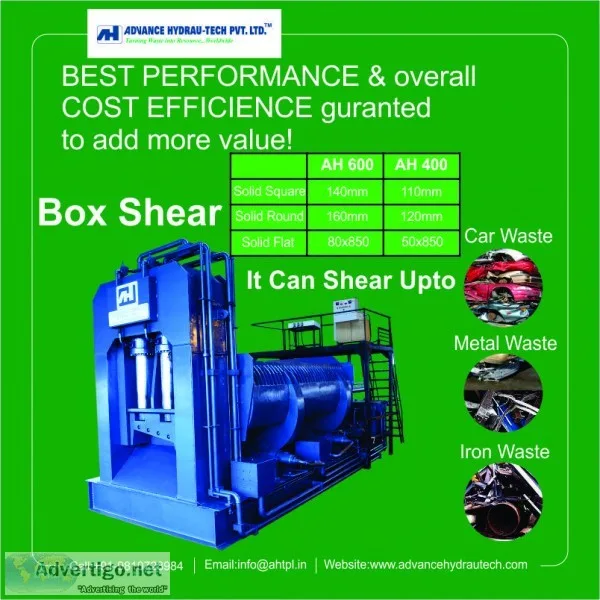 ELV Recycling with Box shear for HMS1 And HMS2 Scrap Cutting