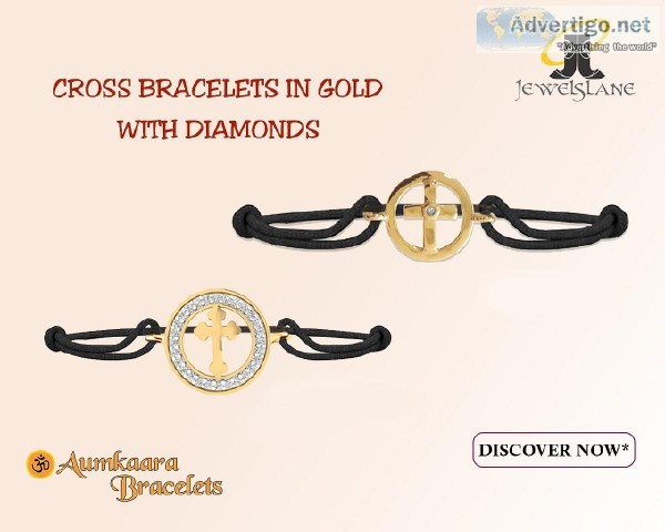 Gold Cross Bracelets with Diamond