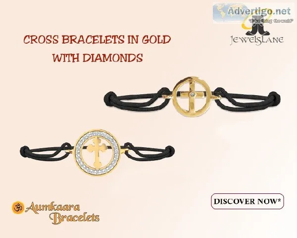 Gold Cross Bracelets with Diamond