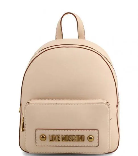 LOVE MOSCHINO Beige Solid Medium Backpack at Darveys