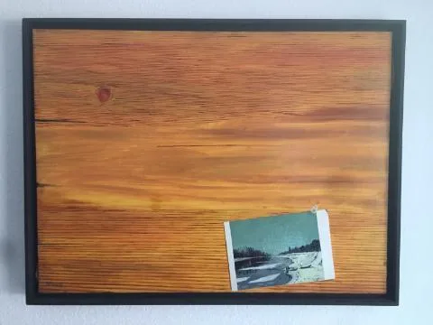 LES GLACONS SUR SEINE (CLAUDE MONET) on a plain plank.