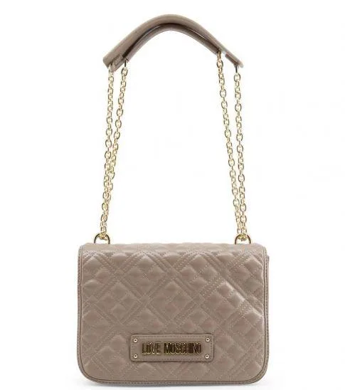 LOVE MOSCHINO Grey Quilted Medium Shoulder Bag at Darveys
