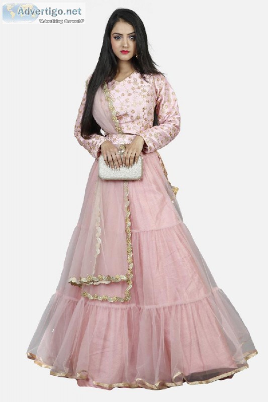 Buy Pastel Peach Lahenga for Women Online