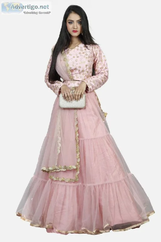 Buy Pastel Peach Lahenga for Women Online
