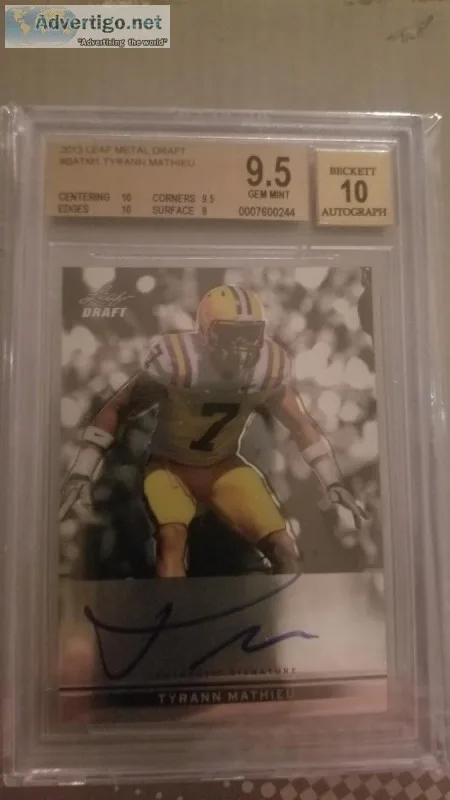 2013LEAF METAL DRAFT AU CHIEFS TYRANN MATHIEU RC BGS 9.5 AUTO 10