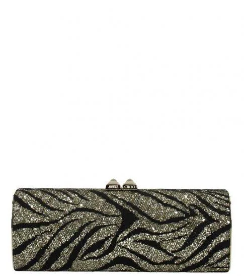 JIMMY CHOO Gold Black Celeste Clutch at Darveys