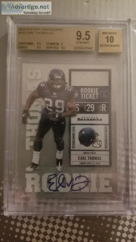2010 PLAYOFF CONTENDERS AUTO EARL THOMAS RC BGS 9.5 AU 10