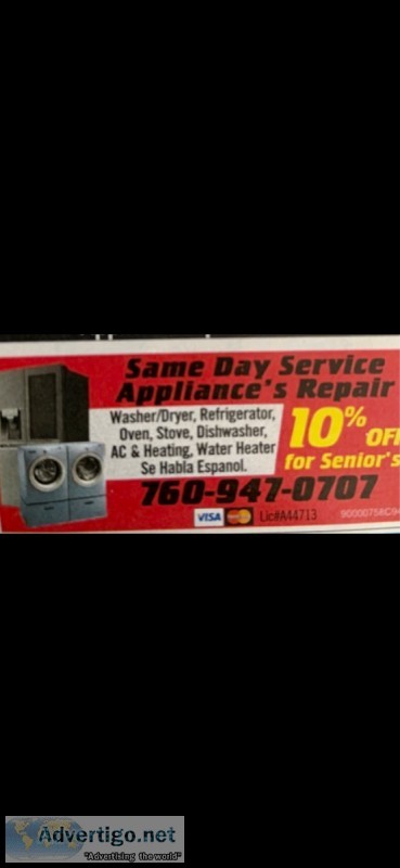 APPLIANCE REPAIR  AC and HEATING  ALL MAKES AND MODELS