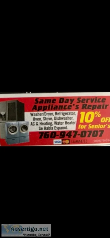 APPLIANCE REPAIR  AC and HEATING  ALL MAKES AND MODELS