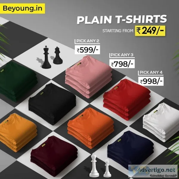 Flaunt new colors for plain t shirts online at beyoung