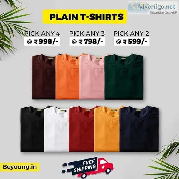 Flaunt new colors for plain t shirts online at beyoung