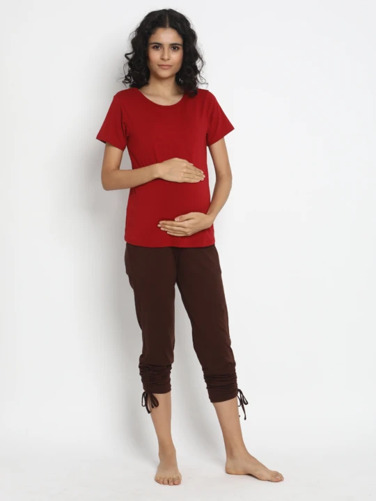 Hi-Rise Maternity Leggings with Lace Up Side Ties