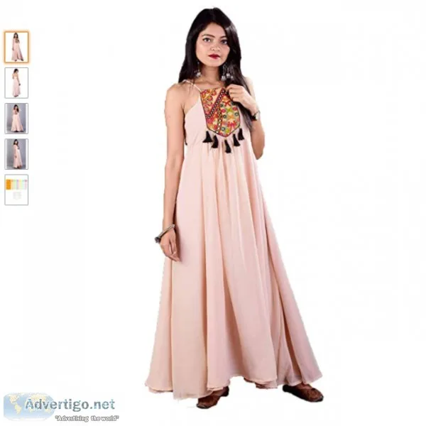 Sale Georgette with Shantoon Lining Enticing Tassels Patch Maxi 