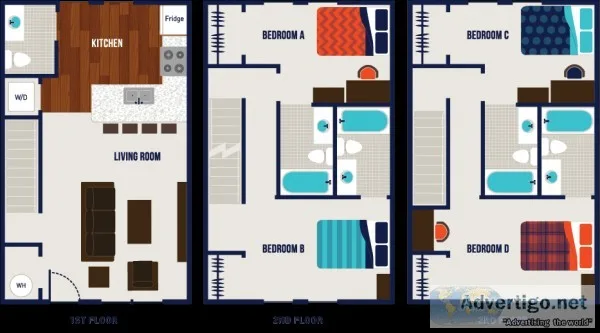 1 bed with private bath