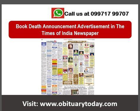 Get Times of India Allahabad Obituary Ad Booking Service Online