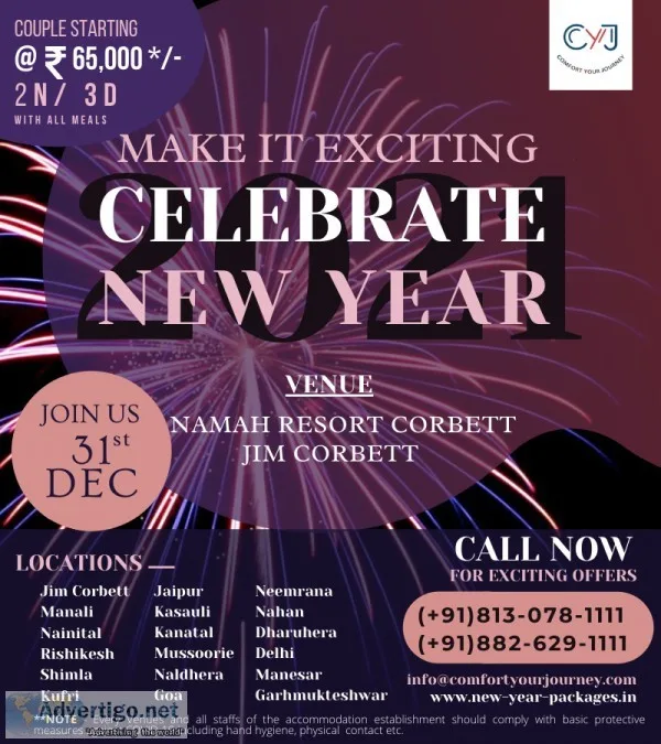 new year packages 2021  namah resort new year packages