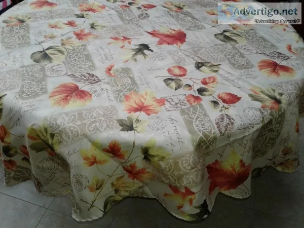 FALLHARVESTTHANKSG IVING 70&quotROUND TABLECLOTH-NEW