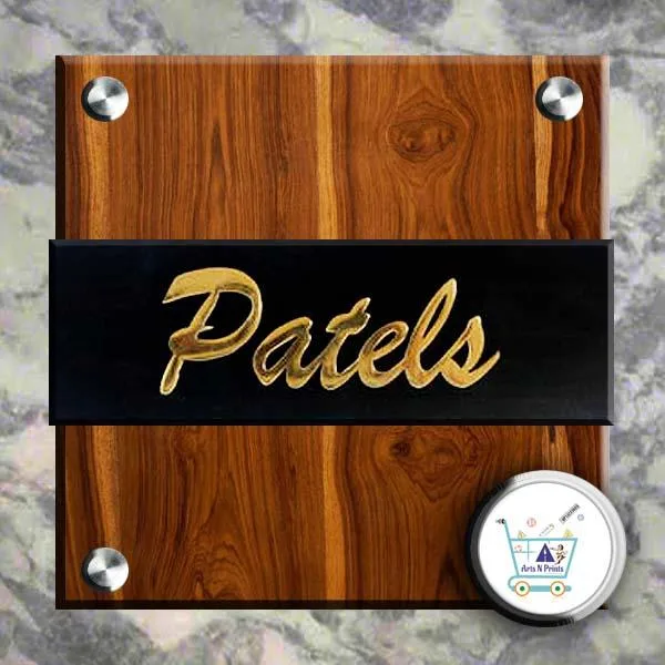 Brass Name Plate with wooden for interior purpose