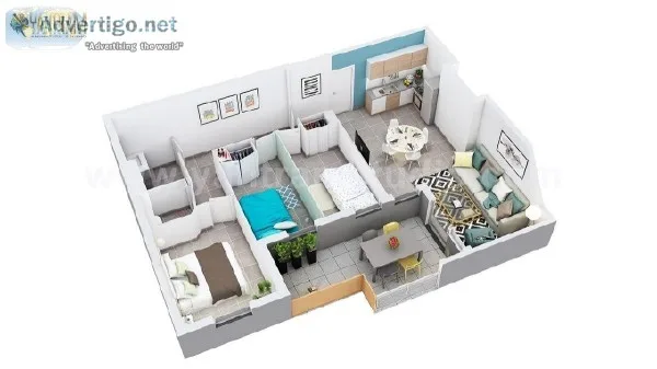 3D Floor Plan of Residential Apartment Layout by Floor Plan Desi