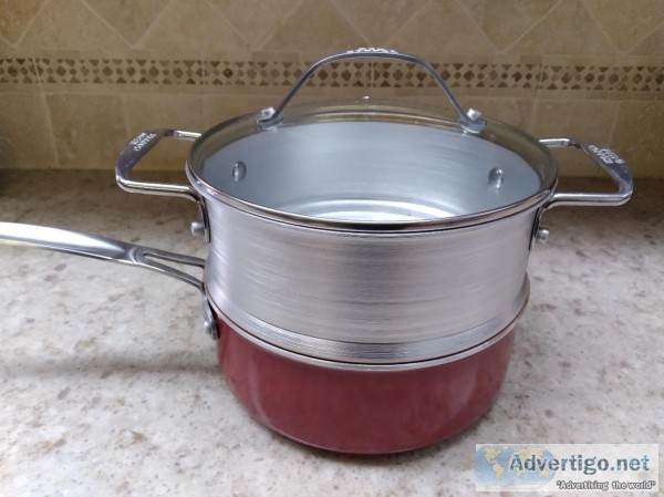 RED COPPER PAN STEAMERFRYERSTRAIN ER INSERT-NEW