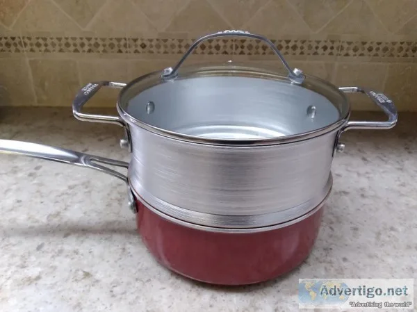 RED COPPER PAN STEAMERFRYERSTRAIN ER INSERT-NEW