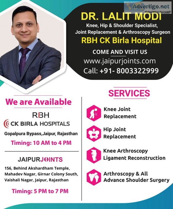 Get joint surgery by the best orthopedic in india, dr lalit modi
