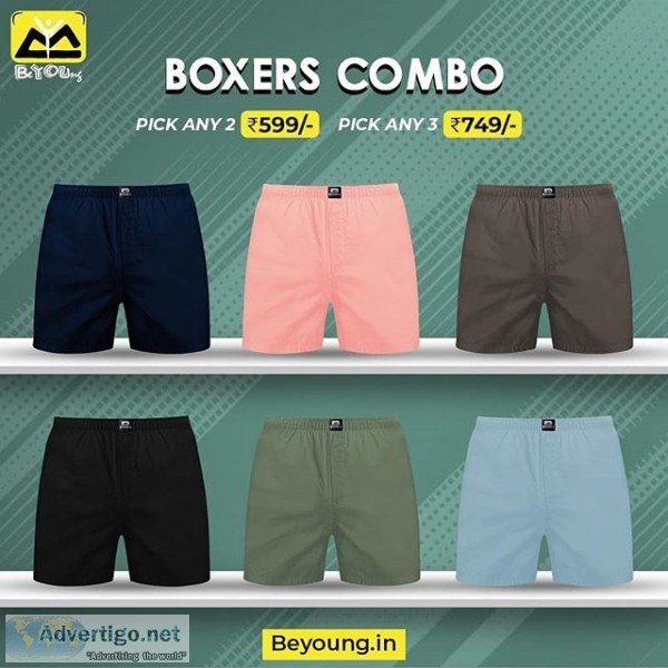 Buy multiple colors of mens boxers online at beyoung
