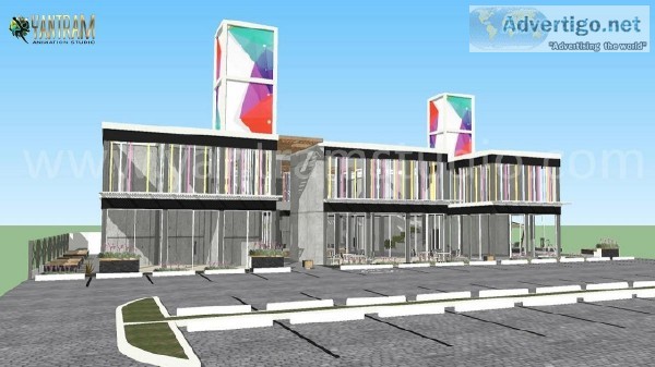 Unique Sketchup to CAD Conversion Commercial Building Concept  b