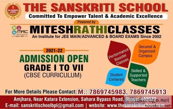 The Sanskriti School- Admission open for 2021-2022