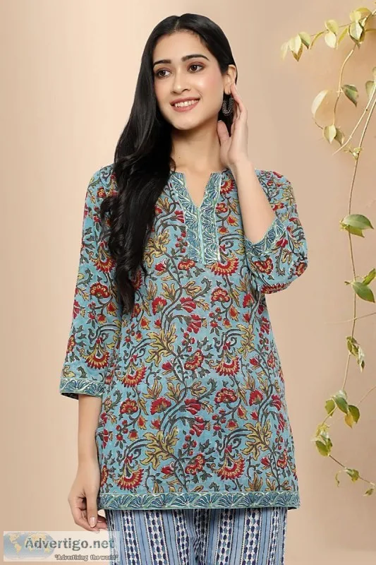 Vitthal Flower Print Kurti- Rose Shree
