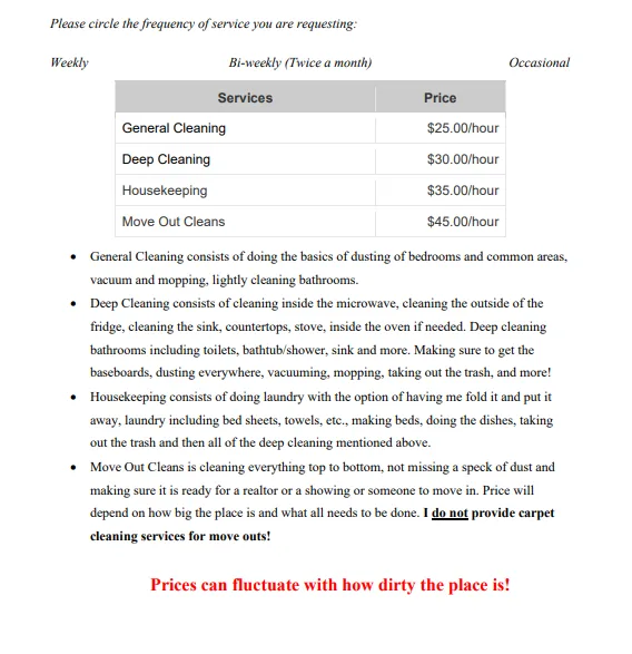 Cleaning Lady Housekeeping Deep Cleans Move Out Cleans and more