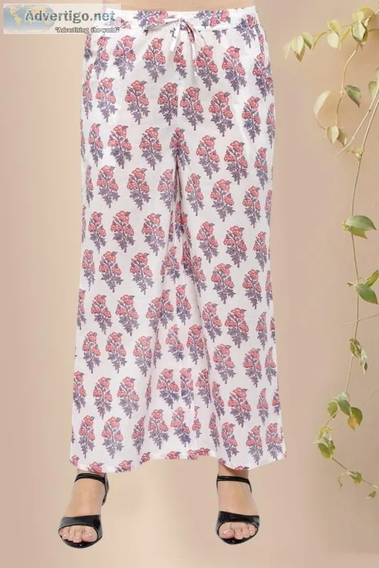 Sophia Flower Buti cotton Farsi Pant- Rose Shree