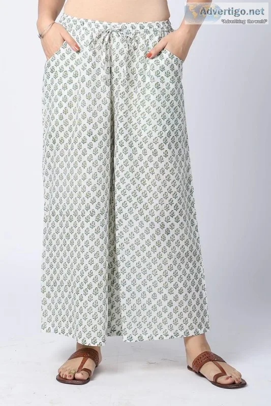 Shreya Solitude Cotton Block Print Farsi Pant- Rose Shree