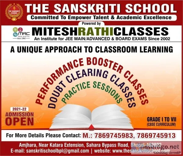 The sanskriti school- admission open for 2021-22
