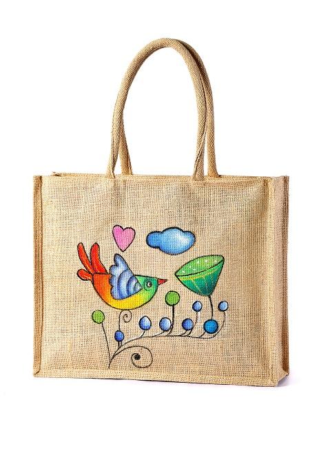 Hand Painted Jute Grocery bags manufacturer exporter and wholsal