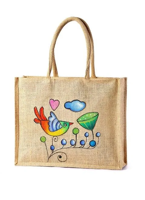 Hand Painted Jute Grocery bags manufacturer exporter and wholsal