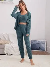 5 SET 3 Pack Solid Rib-knit Lounge Set