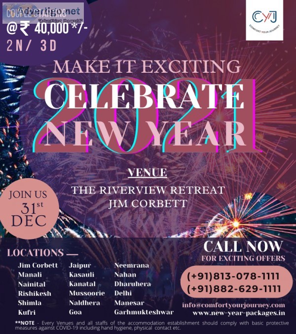 new year 2021 packages jim corbett  Riverview retreat Jim Corbet