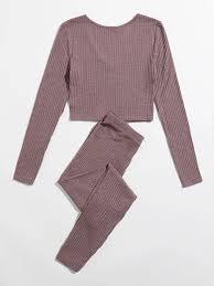6 SET OF Waffle Knit Top and Tie Waist Leggings