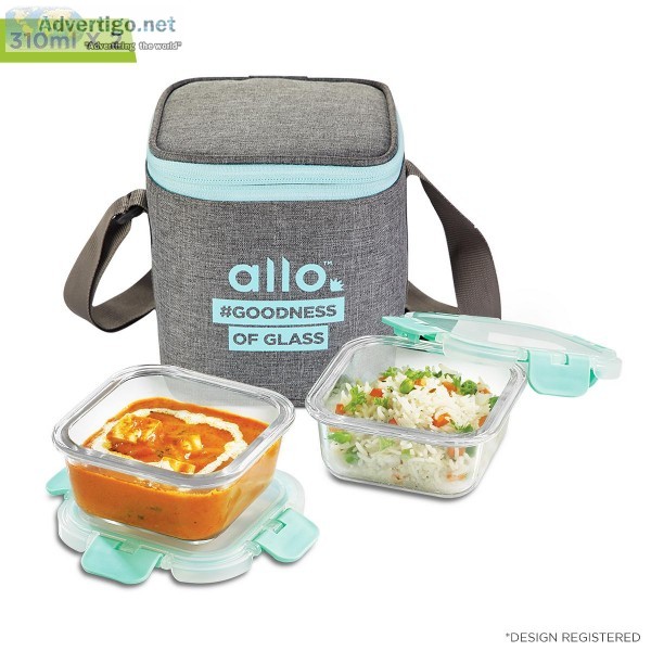 310ml x 2 Allo FoodSafe Microwave Oven Safe Glass Lunch box with