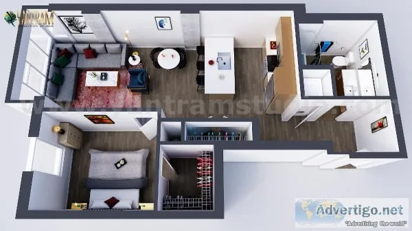 Best 3d floor plan by Yantram 3d Virtual Floor Plan designer Oak