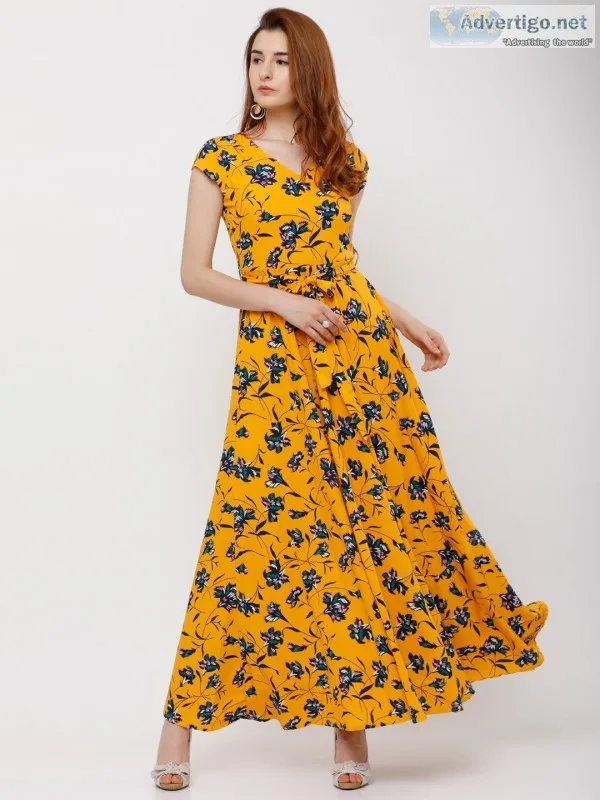 Yellow printed maxi dress