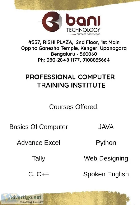 BANI Technology Kengeri offers training on Web Designing
