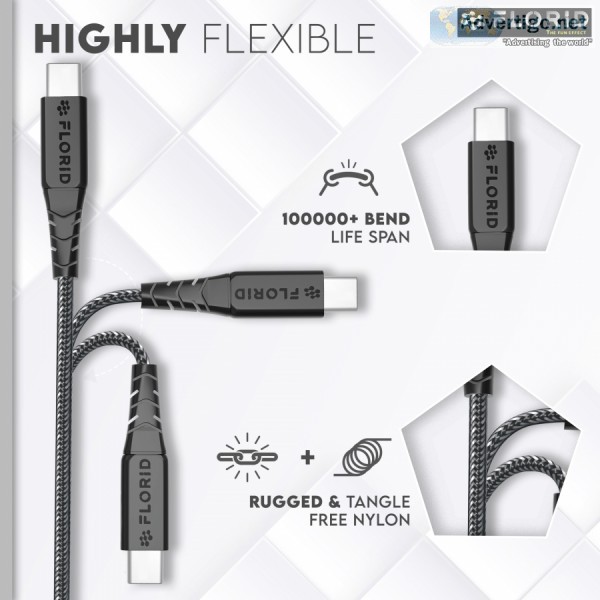 Nylon Braided Type C USB Data Cable (Black) 1.2 Meter Long