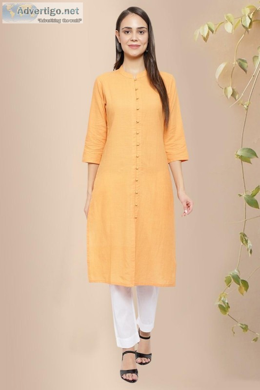 Carys Front Open Cotton Straight Kurta - Rose Shree