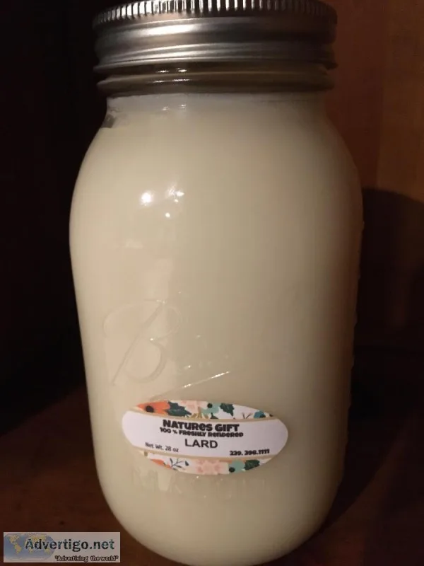 Freshly Rendered Pure lard 28 oz